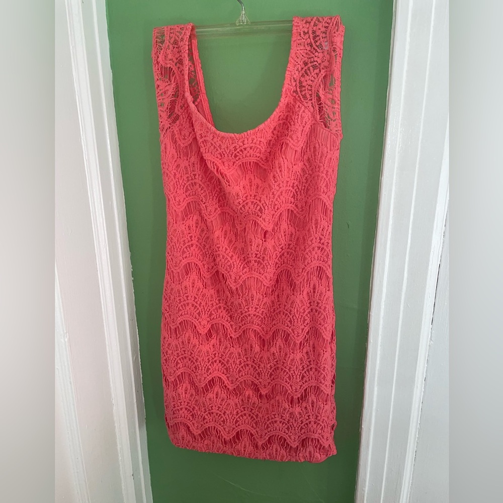 Crochet dress, reaches right above the knees